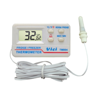 TM804 冰箱溫度計，高低報警設置，最大值、最小值測量，攝氏和華氏溫度，吸附磁鐵。